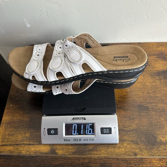 Clarks Collection Women’s White Leisa Cacti Leather Comfy Sandals Size 9.5 - Picture 12 of 12